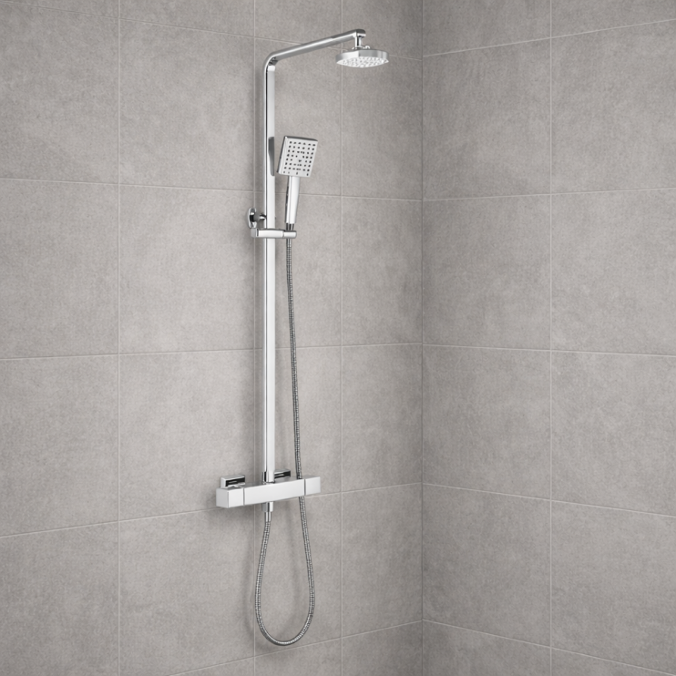 Aurora Round Thermostatic Bar Mixer w/Riser Kit - Chrome