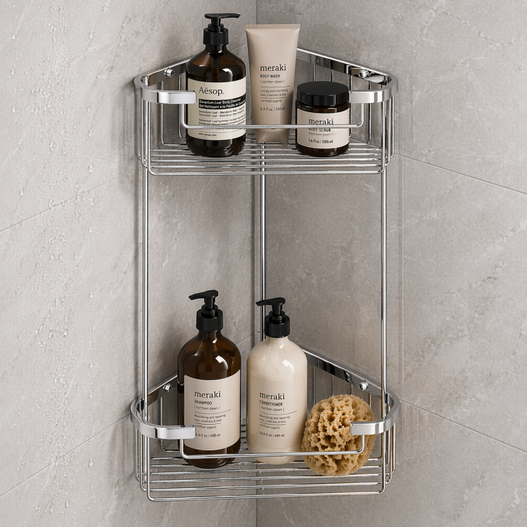 Origins Living Gedy Double Corner Deep Basket - Chrome 2482-13