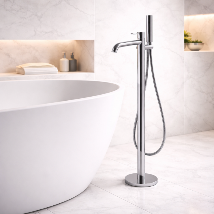 Vema Maira Floor Standing Bath Filler - Chrome