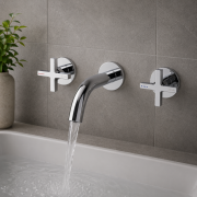 Abode Serenitie Wall Mounted Basin/Bath Mixer - Chrome Bathroom Taps