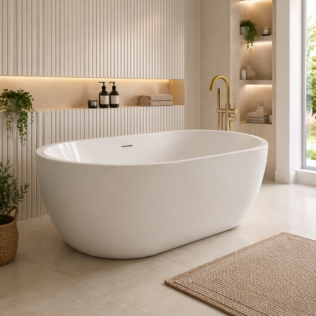 Freestanding 1650x745x580mm 0TH Bath - Gloss White Freestanding 1650x745x580mm 0TH Bath - Gloss White