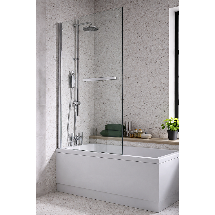 1000x1500mm Two Panel Folding Bath Screen (6mm) - Chrome