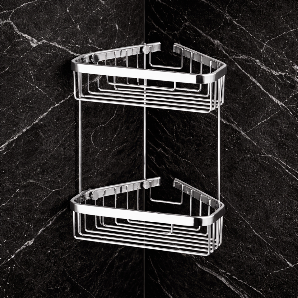Origins Living Double Corner Shower Basket - Chrome 189779