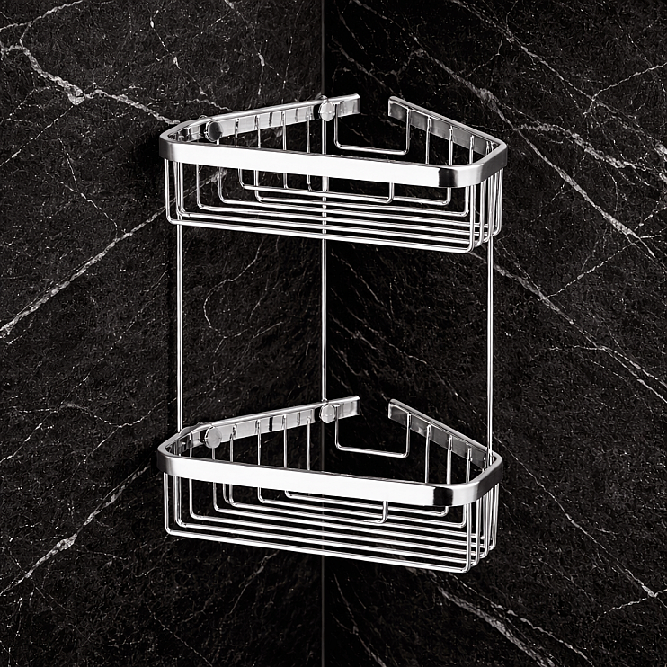 Origins Living Double Corner Shower Basket - Chrome 189779