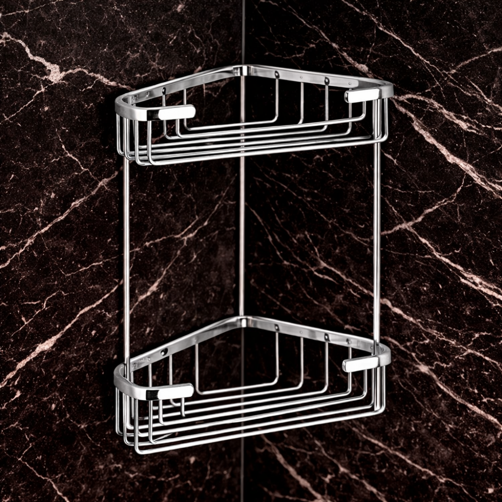 All Shower Baskets 2482-13 Origins Living Gedy Double Corner Deep Basket - Chrome 2482-13
