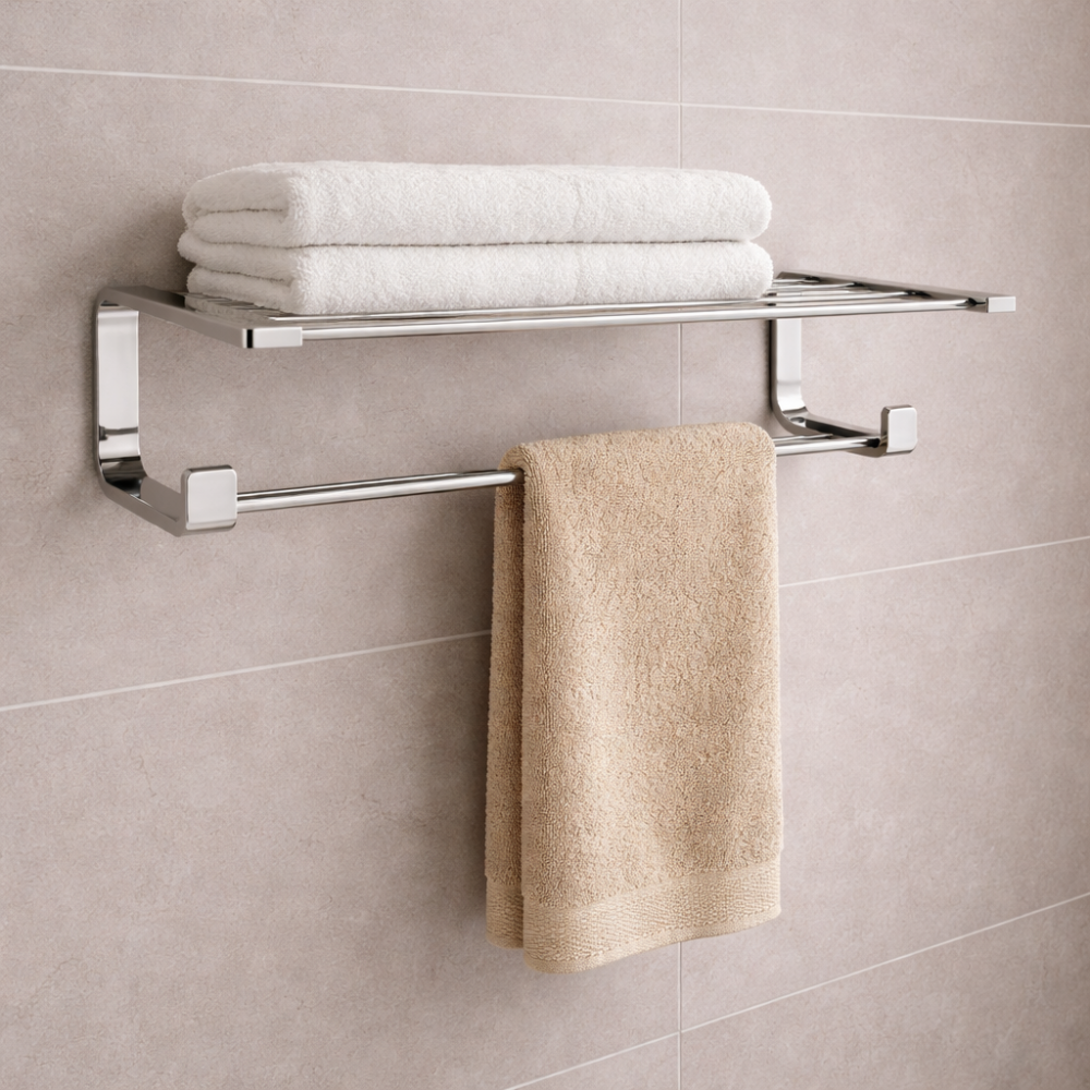Outline Chrome Bathroom Wall Accessories 3235-13 Origins Living Outline Double Towel Rack - Chrome 3235-13 Bathroom Wall Accessories