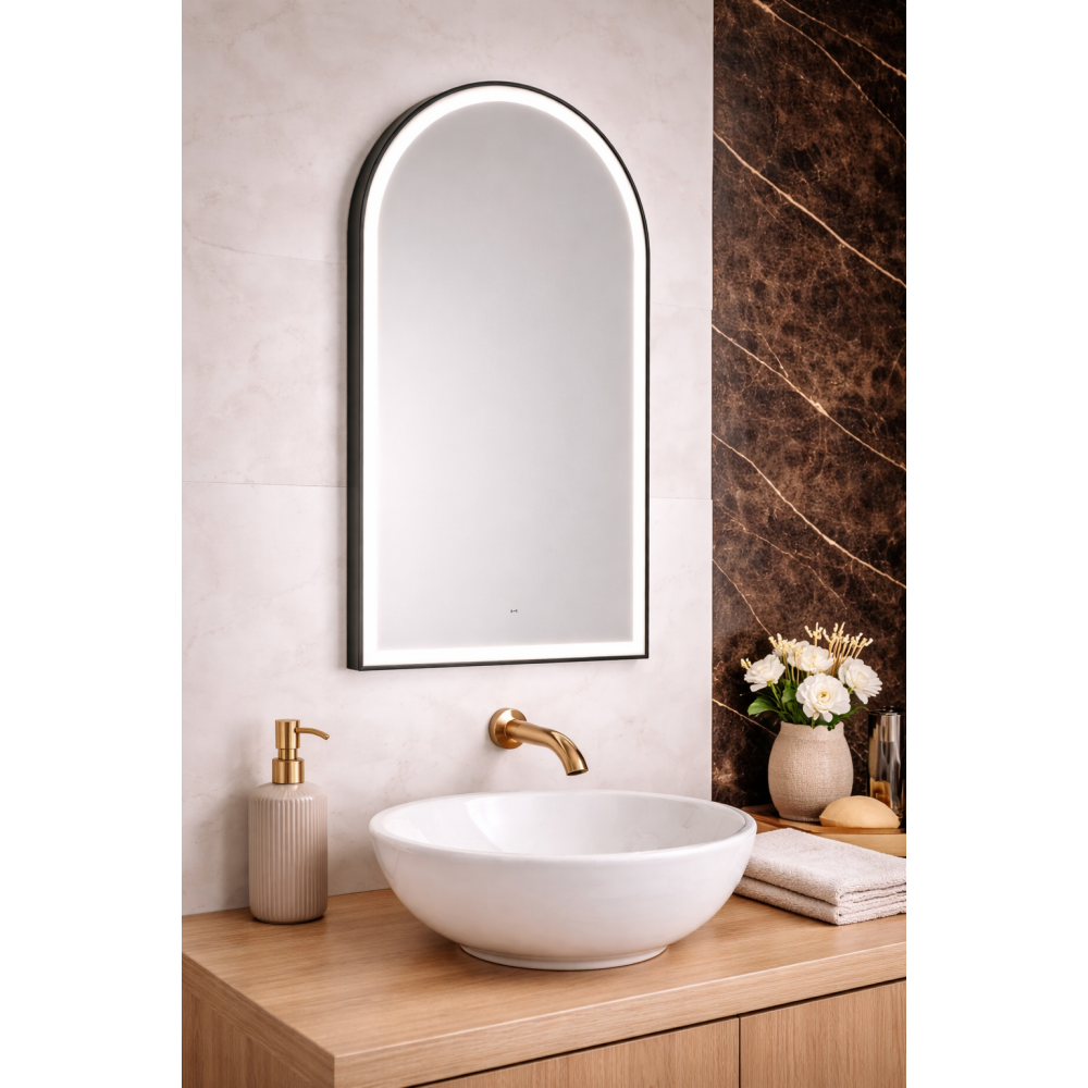 Origins Living Lomax Light Arch Mirror 40 Black - 40x80cm LML-01R048-BK Illuminated Bathroom Mirror
