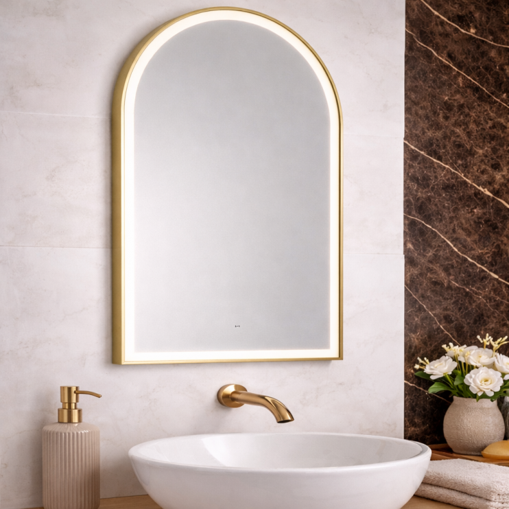 Origins Living Lomax Light Arch Mirror 40 Brushed Brass - 40x80cm LML-01R048-BB Illuminated Bathroom Mirror