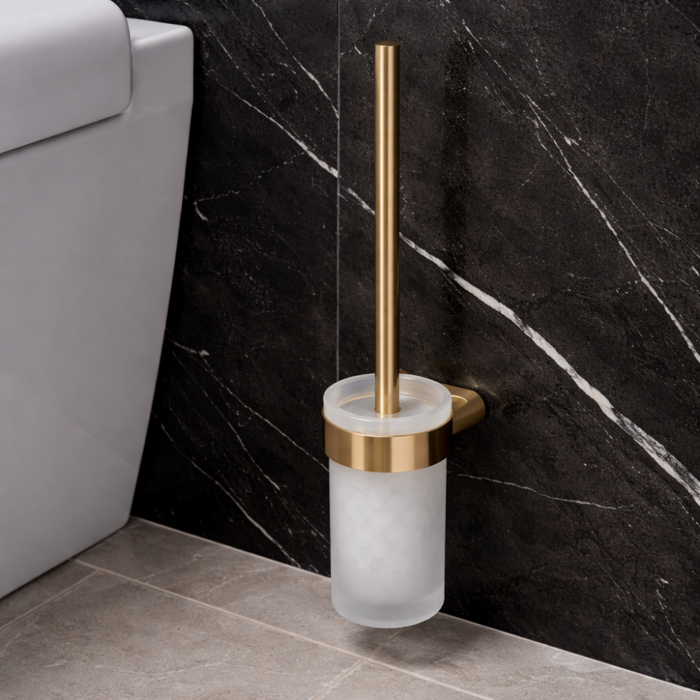 Pirenei in Brushed Gold Accessories PI33/03-88 Origins Living Pirenei WC Brush Set Wall Mounted - Brushed Gold PI33/03-88