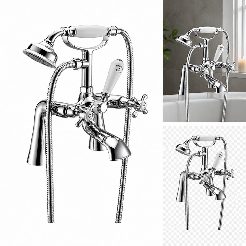 Traditional Bathroom Taps in Chrome DITB2228 Bordon Bath/Shower Mixer - Chrome