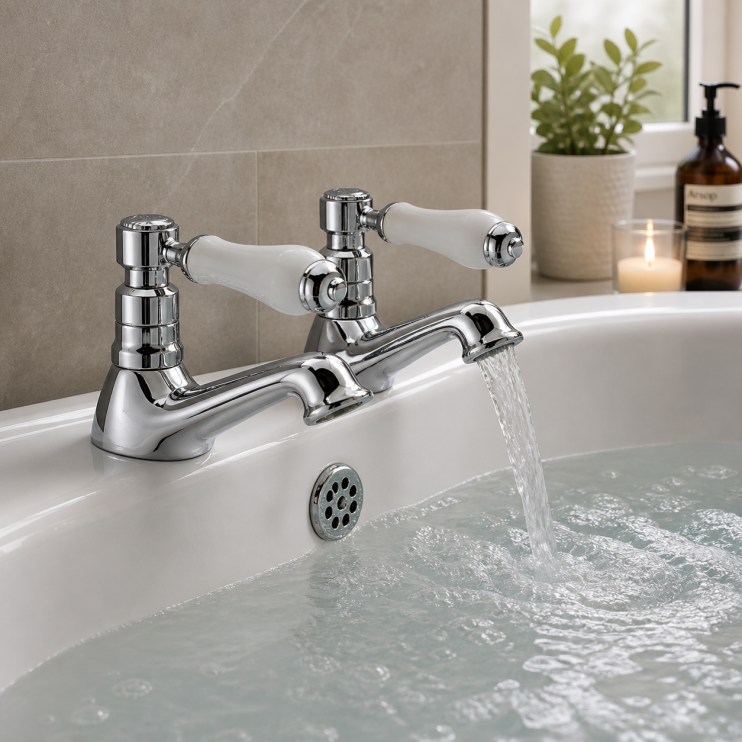 Millom Bath Pillar Taps - Chrome
