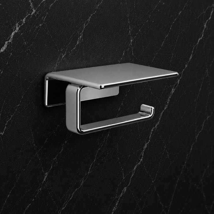 Origins Living Il Giglio Toilet Roll Holder with Shelf - Chrome A925-13 Bathroom Accessory