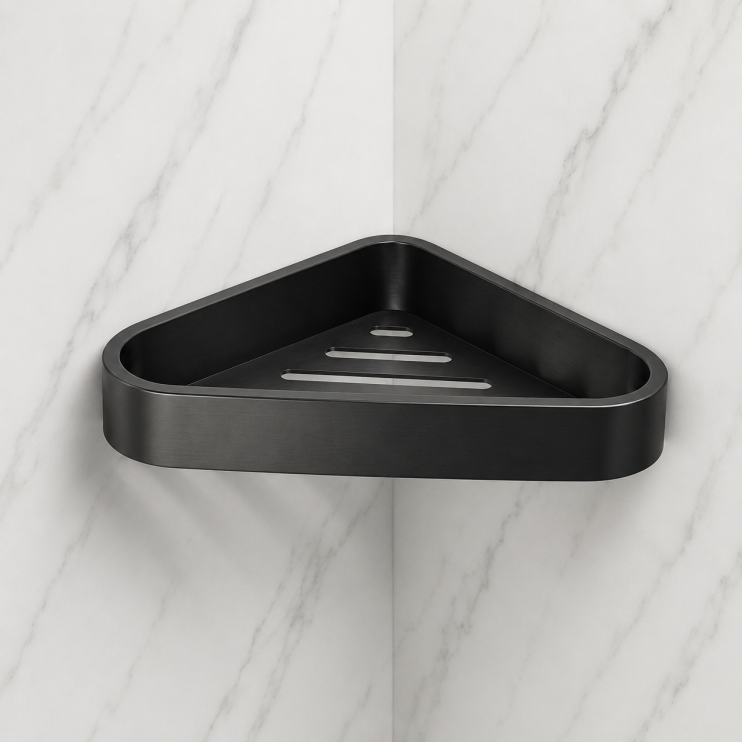 Origins Living Outline Corner Shower Basket - Black 3283-14 Bathroom Wall Accessories
