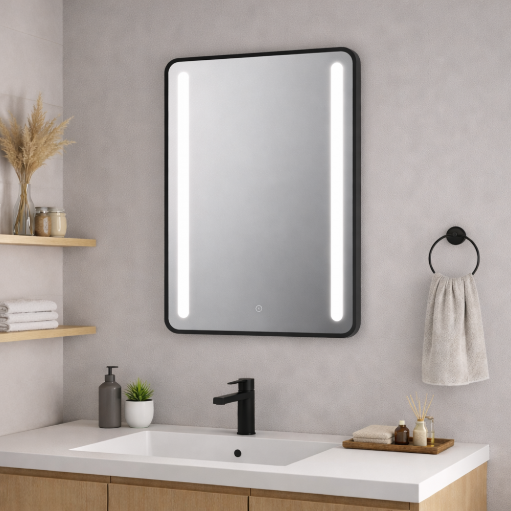Front-Lit Mirror DIMS0128 Frontier 500x700mm Rounded Front-Lit LED Mirror - Black