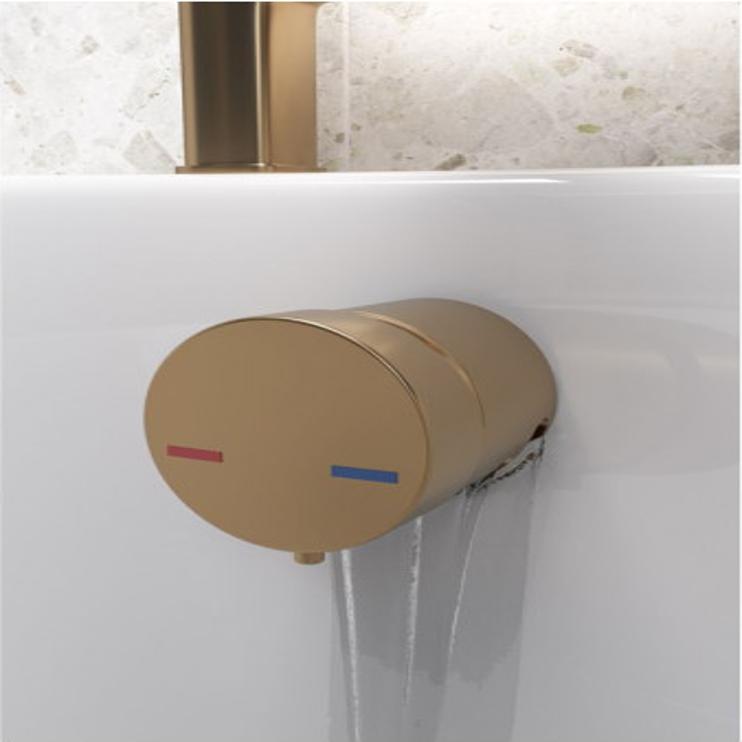 Bath Overflow Filler w/Integrated Valve - Brushed Bronze