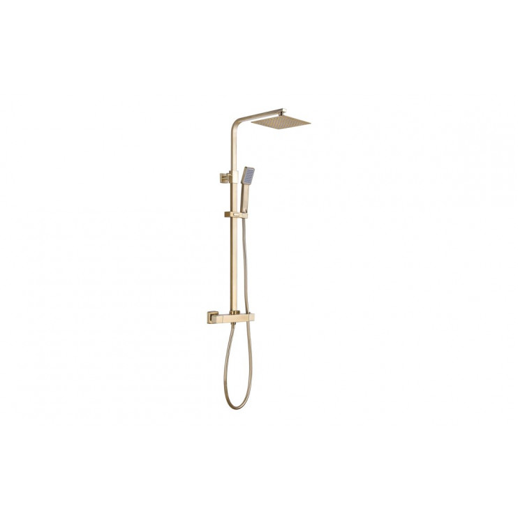Columns Showers brushed Brass DICM0748 Cosmic Square Thermostatic Bar Mixer w/Riser Kit - Brushed Brass