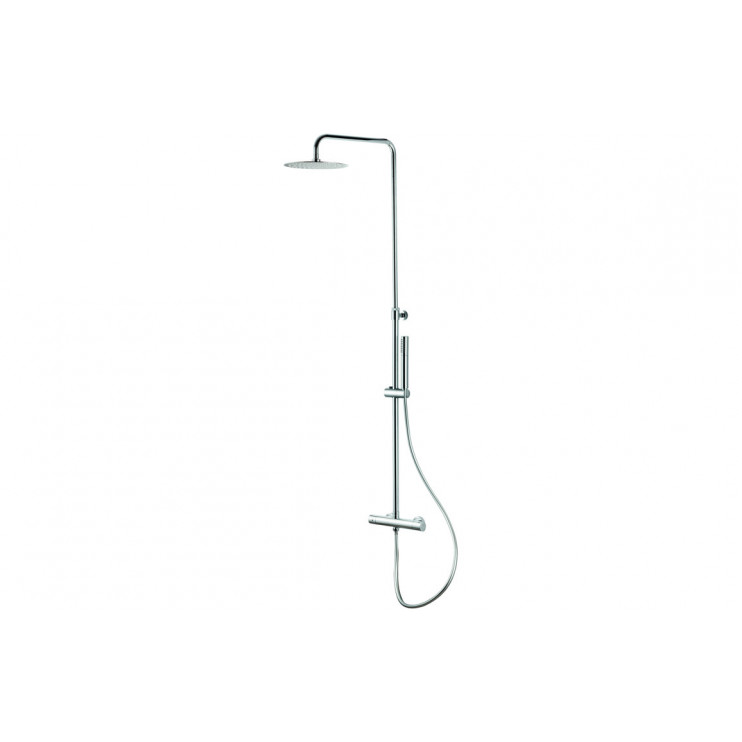 Columns Showers Chrome DICM0464 Vema Thermostatic Round Bar Valve w/Fixed Head & Riser - Chrome