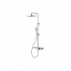 Columns Showers Chrome DICM0460 Vema Thermostatic Shower Column w/Fixed Head  Riser  Shelf & Foot Wash - White/Chrome