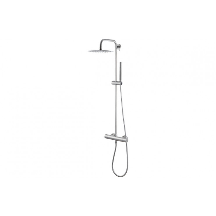 Column Showers Nickel/Steel DICM0520 Vema Thermostatic Shower Column w/Fixed Head & Riser - St/Steel