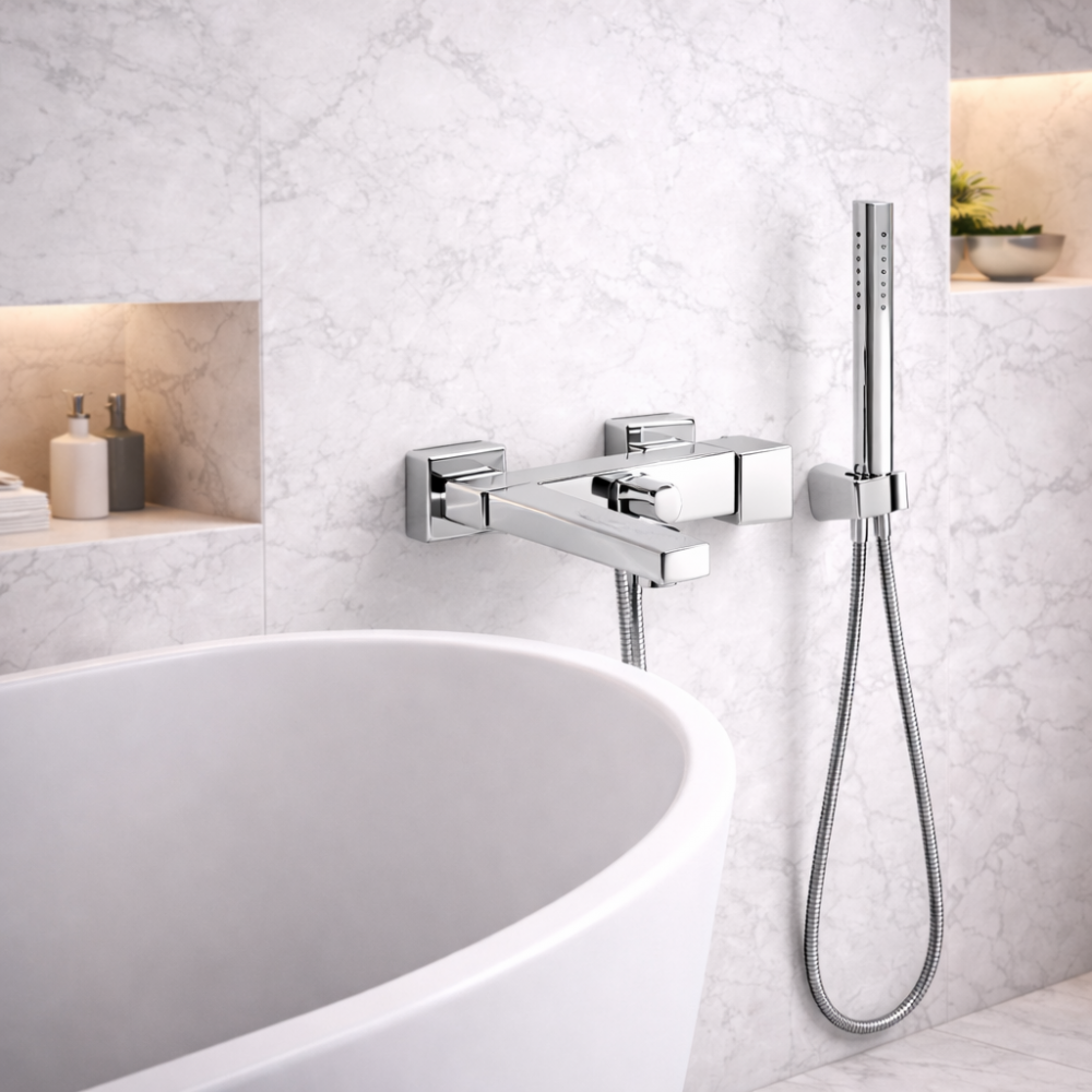 Zacara Wall Mounted Shower Mixer & Shower Kit - Chrome Zacara Wall Mounted Shower Mixer & Shower Kit - Chrome