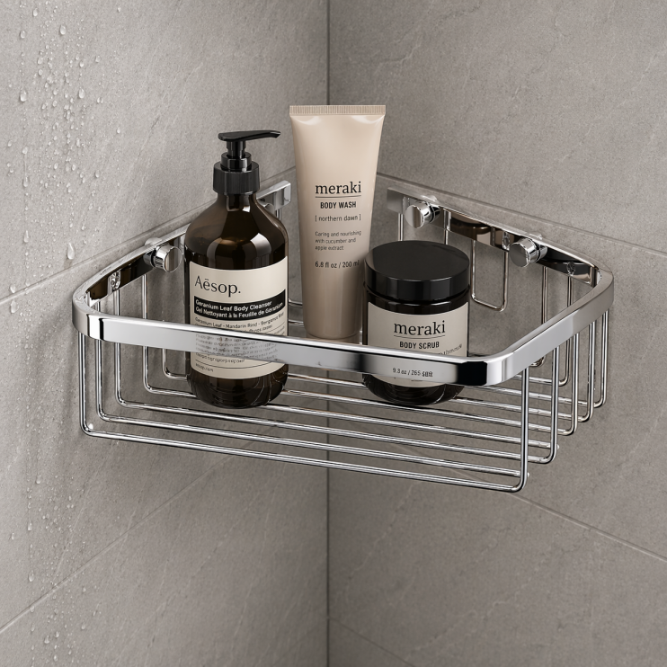 Origins Living Large Corner Shower Basket - Chrome 189762