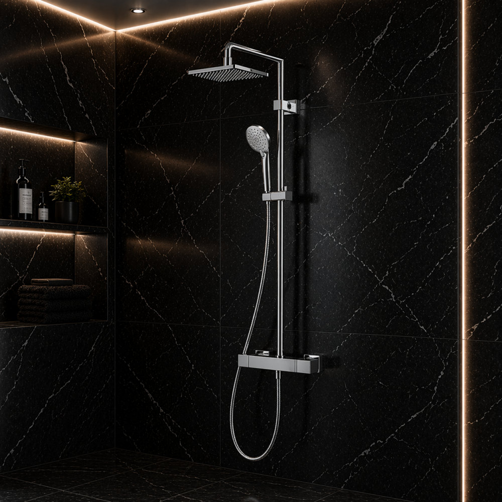 Columns Showers Chrome VTCM0210 VitrA Aquaheat Bliss S 230 Thermostatic Shower Column - Chrome