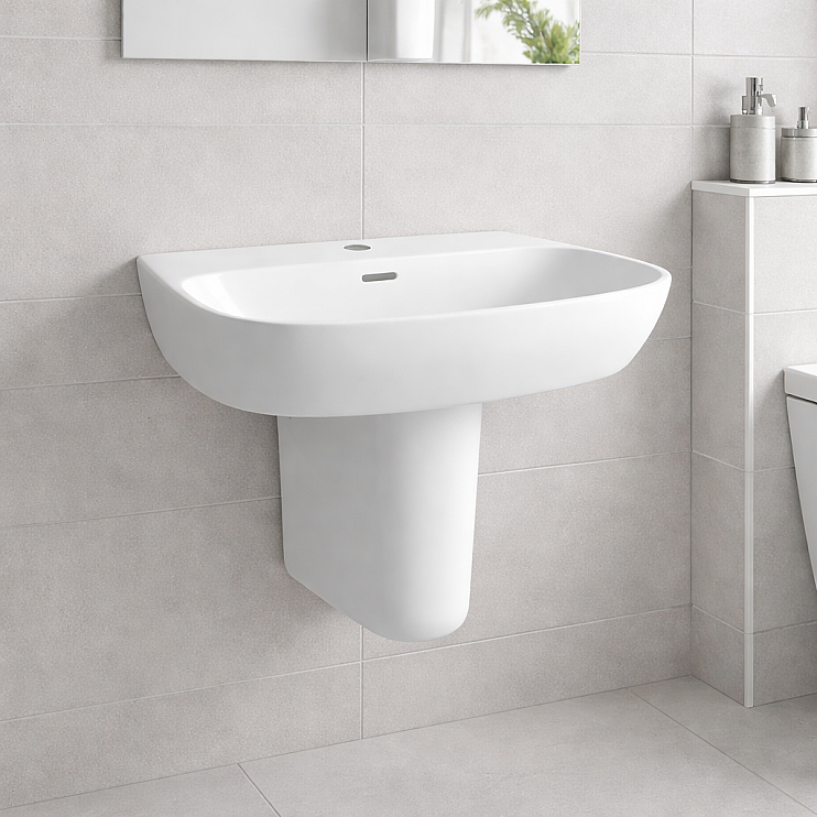 Amyris 600x400mm 1TH Basin & Semi Pedestal