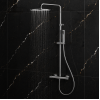Columns Showers Chrome DICM0464 Vema Thermostatic Round Bar Valve w/Fixed Head & Riser - Chrome