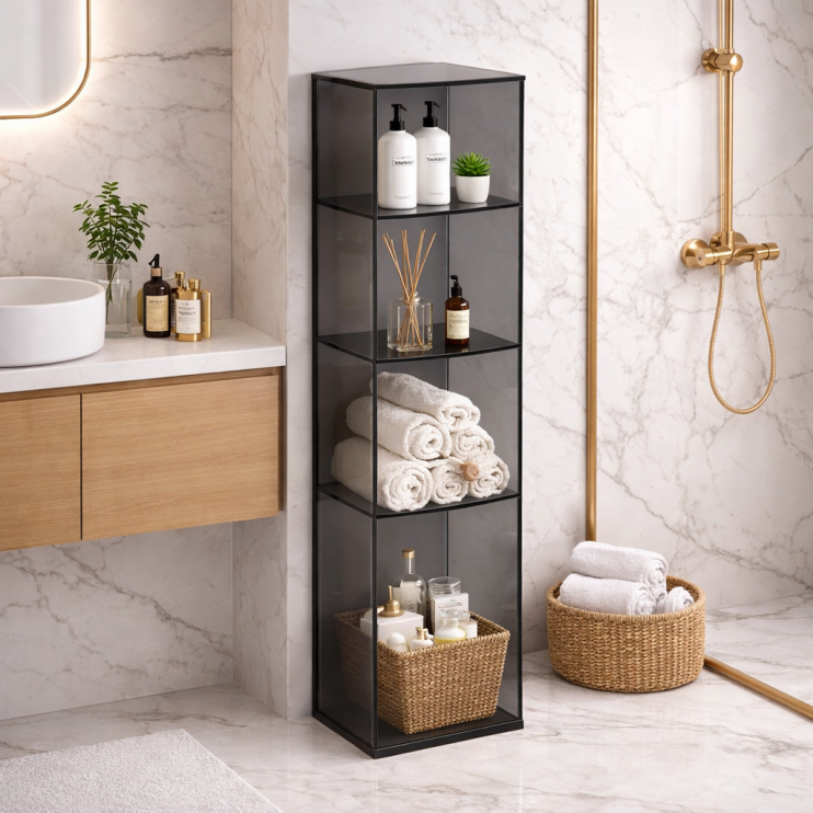 Origins Living Pier Glass 4 Box Shelf Rectangular - Black B008509