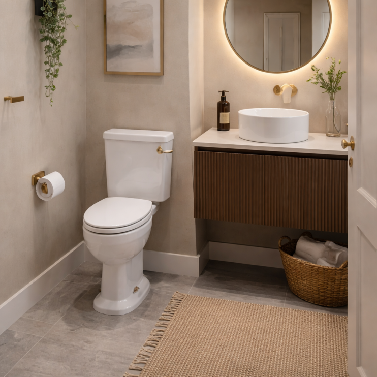 Sherbourne Close Coupled WC & Soft Close Seat w/Br.Brass Finishes Sherbourne Close Coupled WC & Soft Close Seat w/Br.Brass Finishes