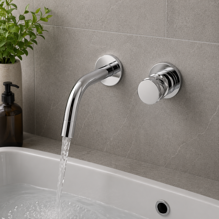 Abode Kite Wall Mounted Basin Mixer - Chrome Bathroom Taps Abode Kite Wall Mounted Basin Mixer - Chrome Bathroom Taps