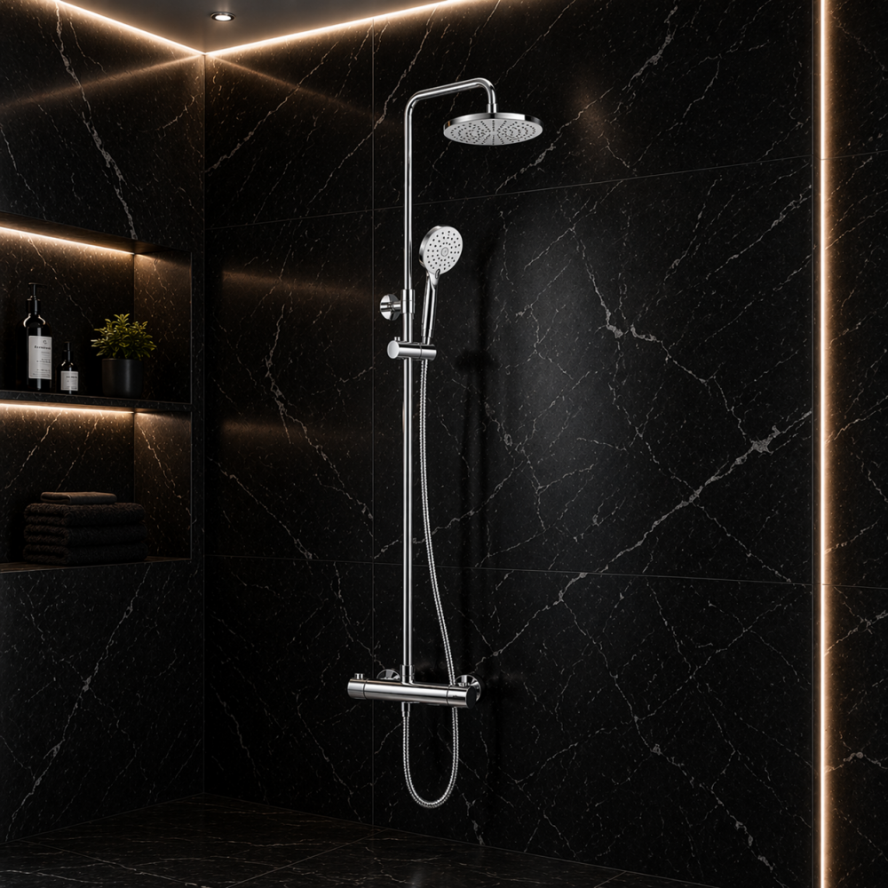 Columns Showers Chrome VTCM0214 VitrA Aquaheat Bliss 250B Shower Column w/Bath Spout - Chrome