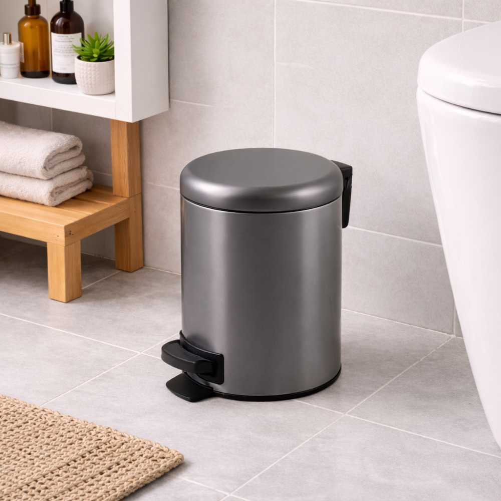 Bathroom Waste Pedal Bins 3309-81 Origins Living Potty Pedal Bin 5L - Gunmetal 3309-81