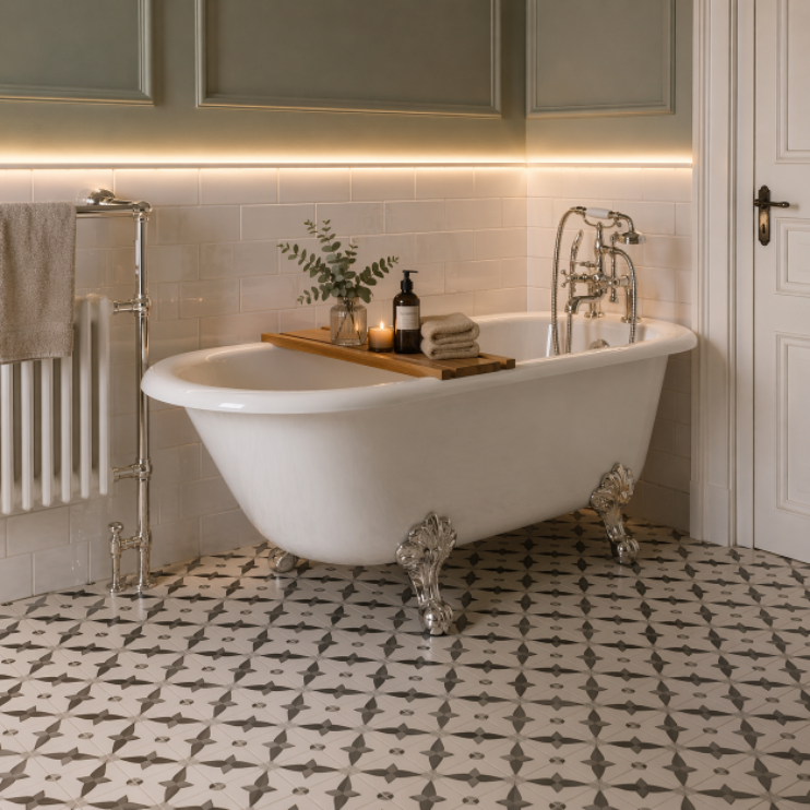 Clevedon Freestanding 1500x750x650mm 2TH Corner Bath w/Feet