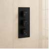 Cosmic Thermostatic Two Outlet Triple Shower Valve - Matt Black