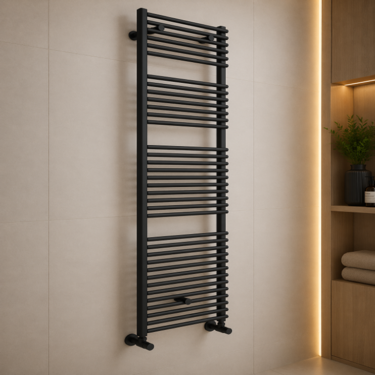 Teplo Round Ladder Radiator (500x1450mm) - Black