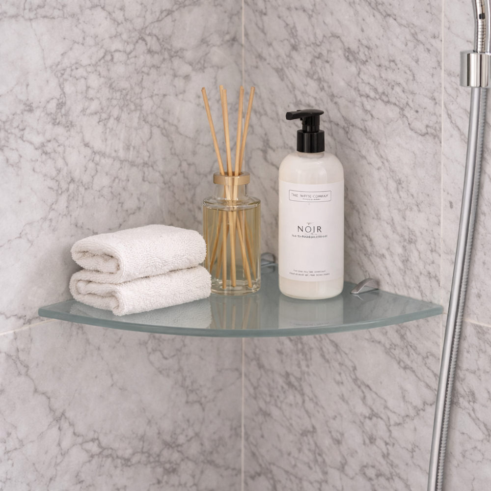 Origins Living Artemis Corner Glass Shelf - Chrome 2119/24-00