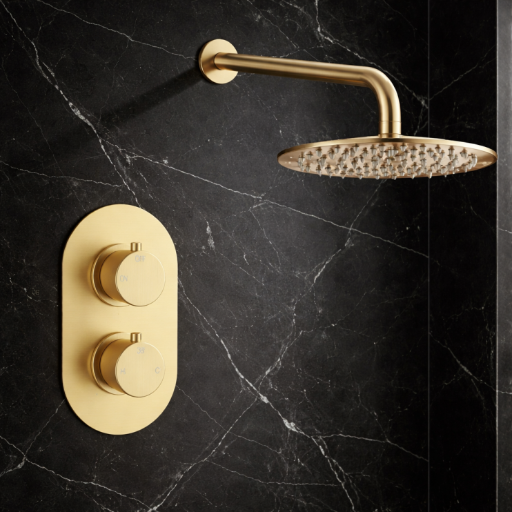 Aurora Round Shower Valve & Kit Pack 1 - Brushed Brass Aurora Round Shower Valve & Kit Pack 1 - Brushed Brass