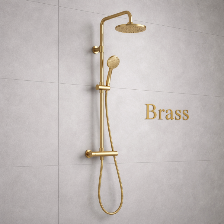 Columns Showers brushed Brass