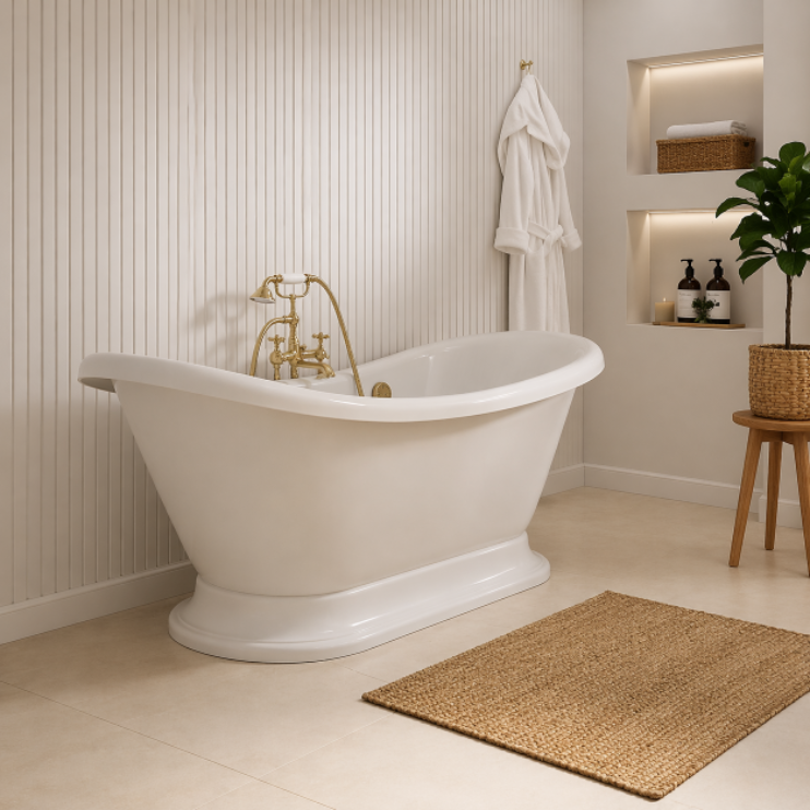 Grace Freestanding 1760x700x720mm 2TH Bath w/Base - White Grace Freestanding 1760x700x720mm 2TH Bath w/Base - White