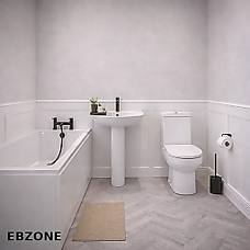 Full Bathroom Suite & Bath with Black Taps and Wastes