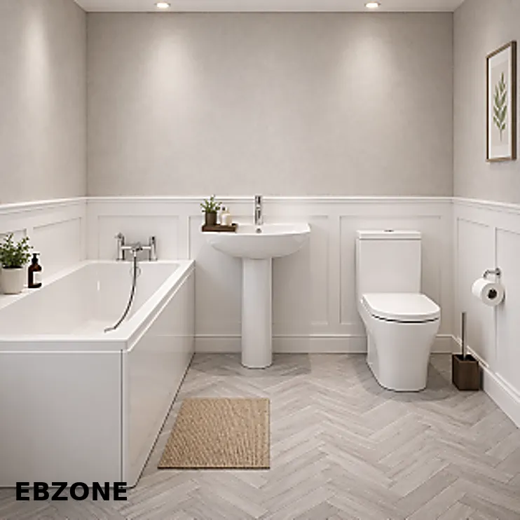 Full Bathroom Suite & Bath with Chrome Taps and Wastes