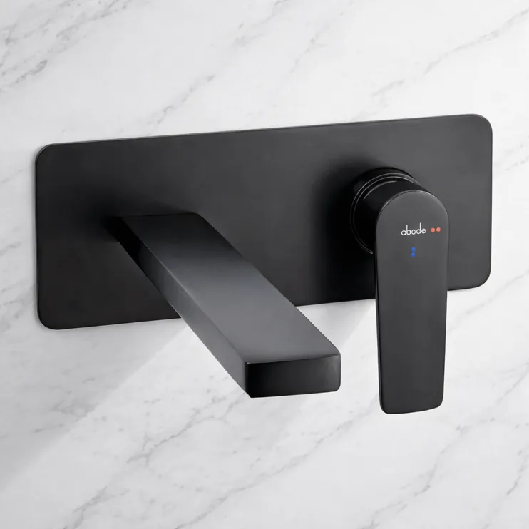 Abode Aquip Wall Mounted Basin / Bath Mixer - Matt Black Bathroom Taps