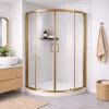 Classix 900mm x 6mm Glass 2 Door Quadrant - Brushed Brass