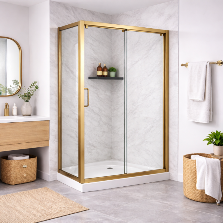 Sliding Shower Doors Brushed Brass
