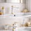 Abode Levarto Tall Basin & bath/shower Tap Set 6 - Matt White & Brass