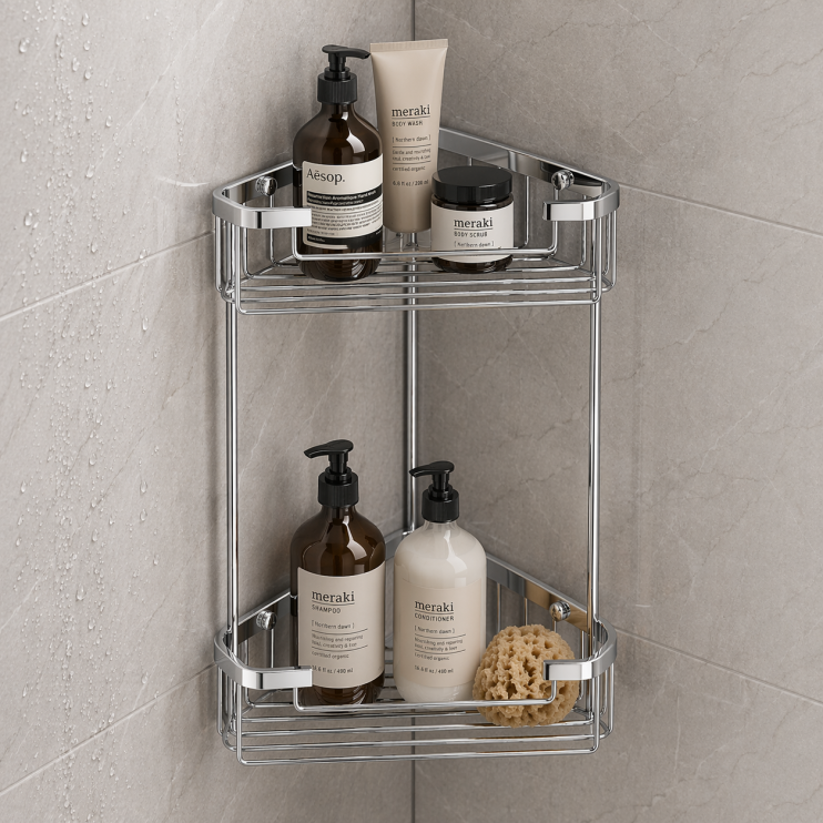 Origins Living Gedy Double Corner Basket - Chrome 2481-13