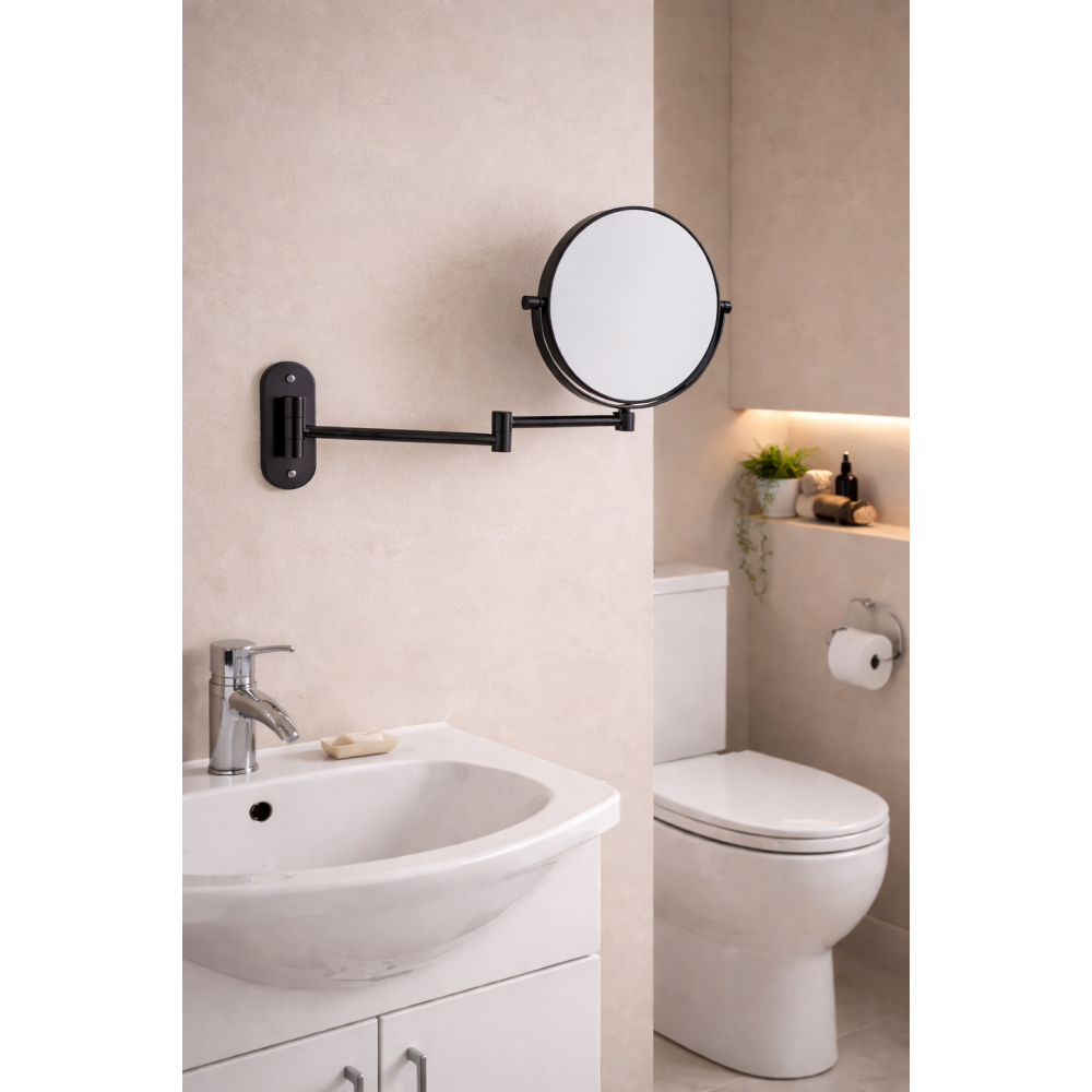 Origins Living Hutton Reversible 5x Magnifying Wall Mirror - Black HTN-007520-BK