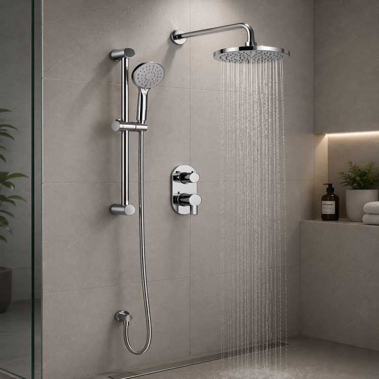 Round Concealed Valve Head & Arm Shower Pack - Chrome