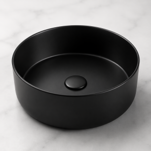 Luxey 355mm Ceramic Round Washbowl & Waste - Matt Black Luxey 355mm Ceramic Round Washbowl & Waste - Matt Black